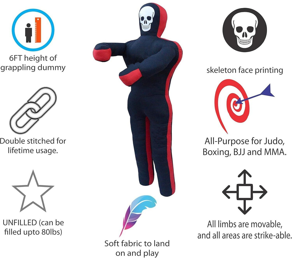 6 Ft Martial Arts Training Dummy for MMA, Boxing, Jiu-Jitsu, Kickboxing