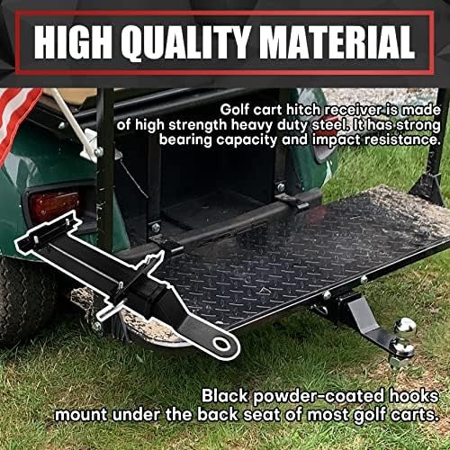 Golf Cart Hitch with 2-Inch Receiver for Club Car EZGO Yamaha - Heavy Duty Steel