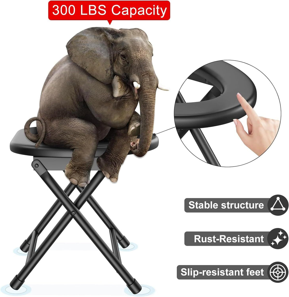 Portable Camping Toilet with 300LBS Capacity, Foldable Travel Toilet