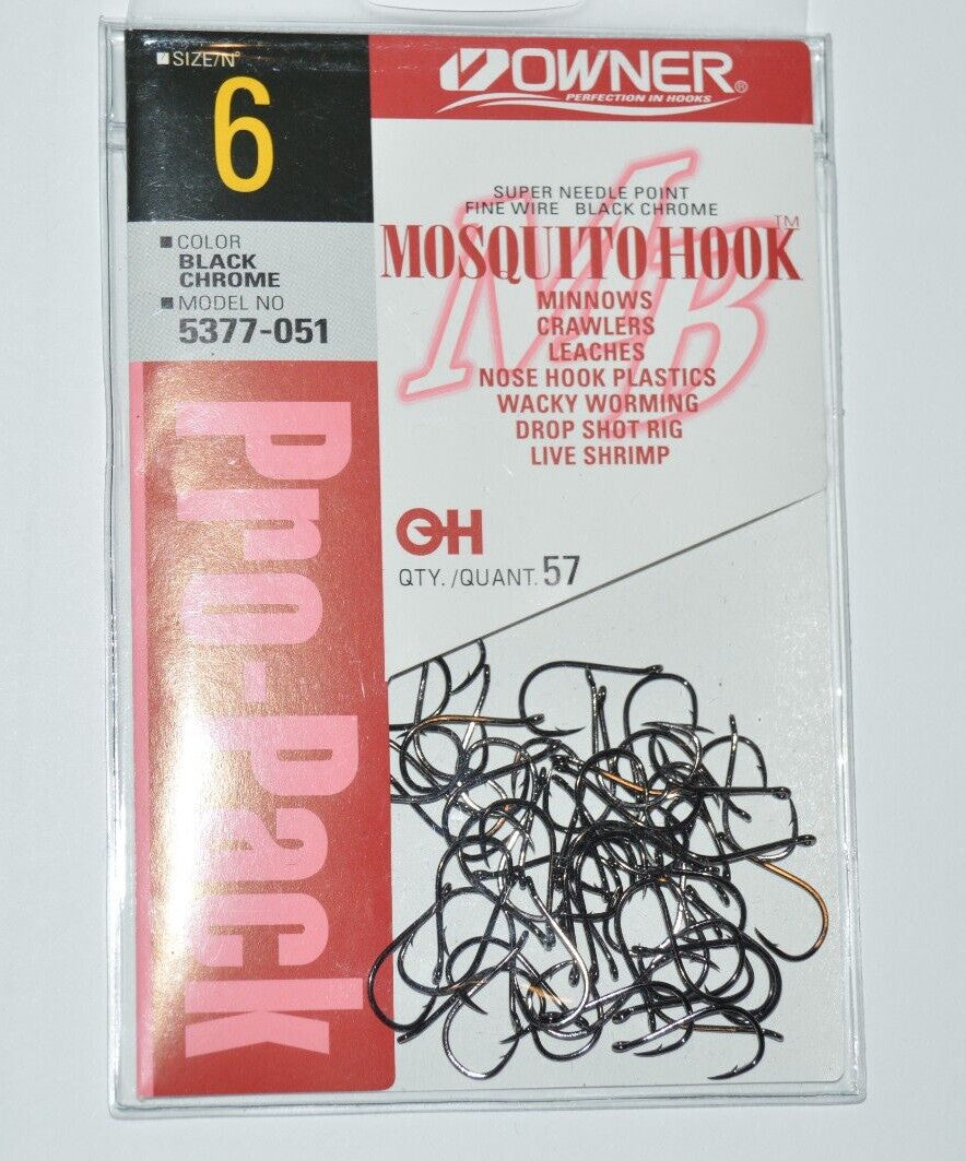 Owner Drop Shot Wacky Minnow Mosquito Nose Hook Size 6 Pro Pack