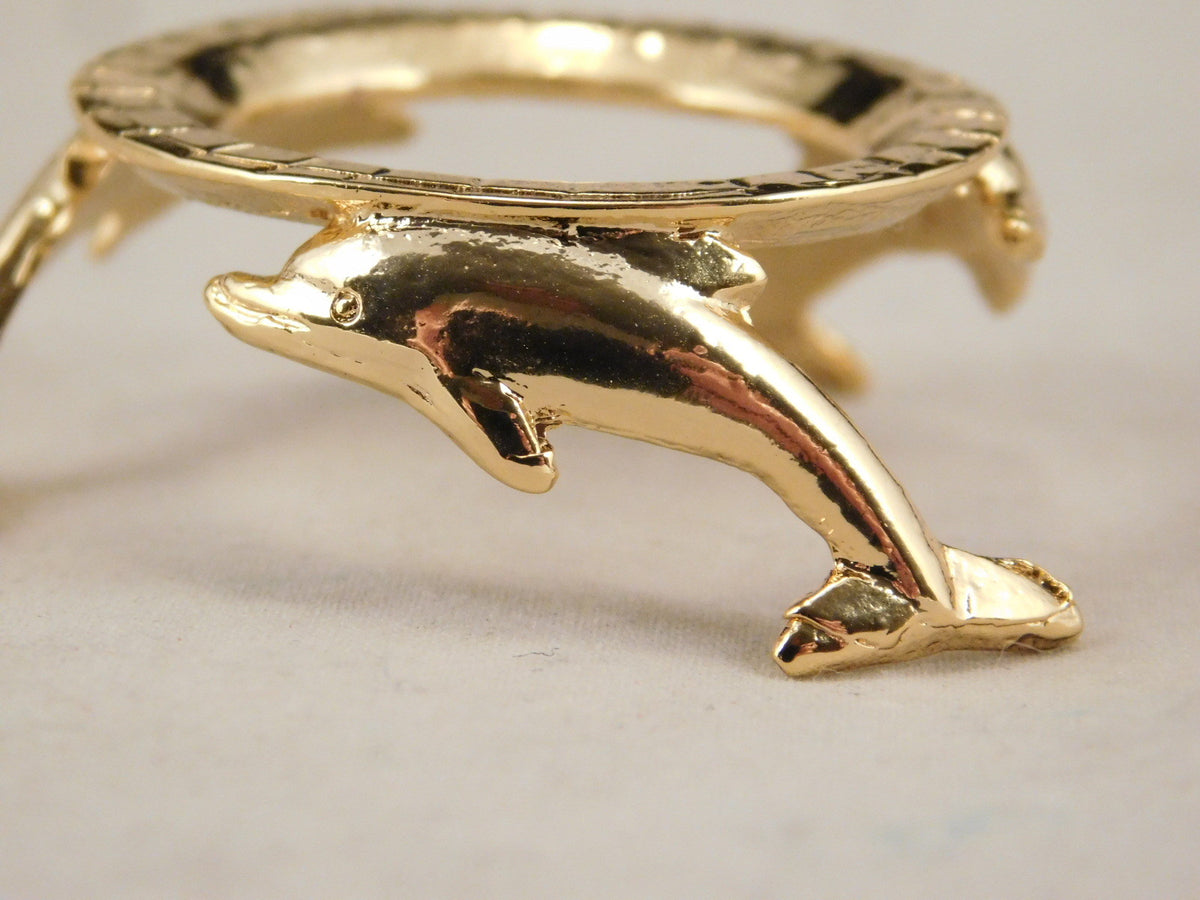 Small Gold Dolphin Sphere Display Stand for Collectibles and Decorations