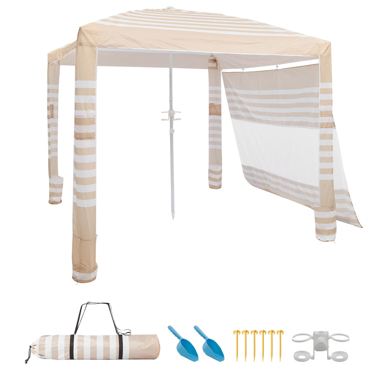 8x8 ft Beach Cabana Canopy with Sidewall - UPF 50+ Shade Shelter Tent