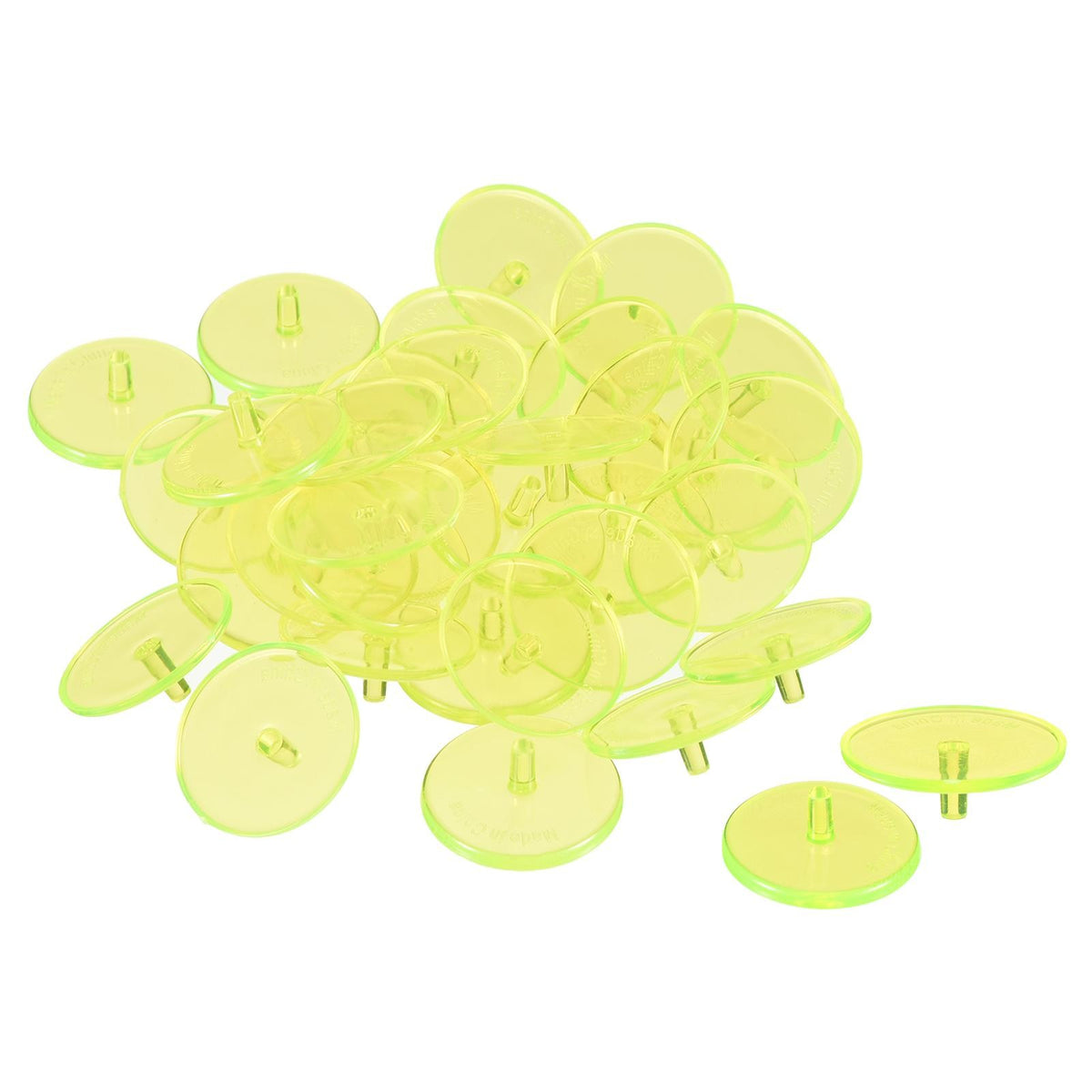 50Pcs 24mm Transparent Plastic Golf Ball Markers Flat Position Yellow - Impact Resistant & High Visibility
