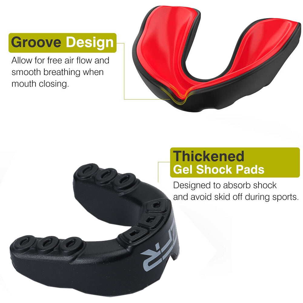 Sports Mouth Guard with Case for Teeth Grinding Boxing MMA - Custom Fit, Impact Protection