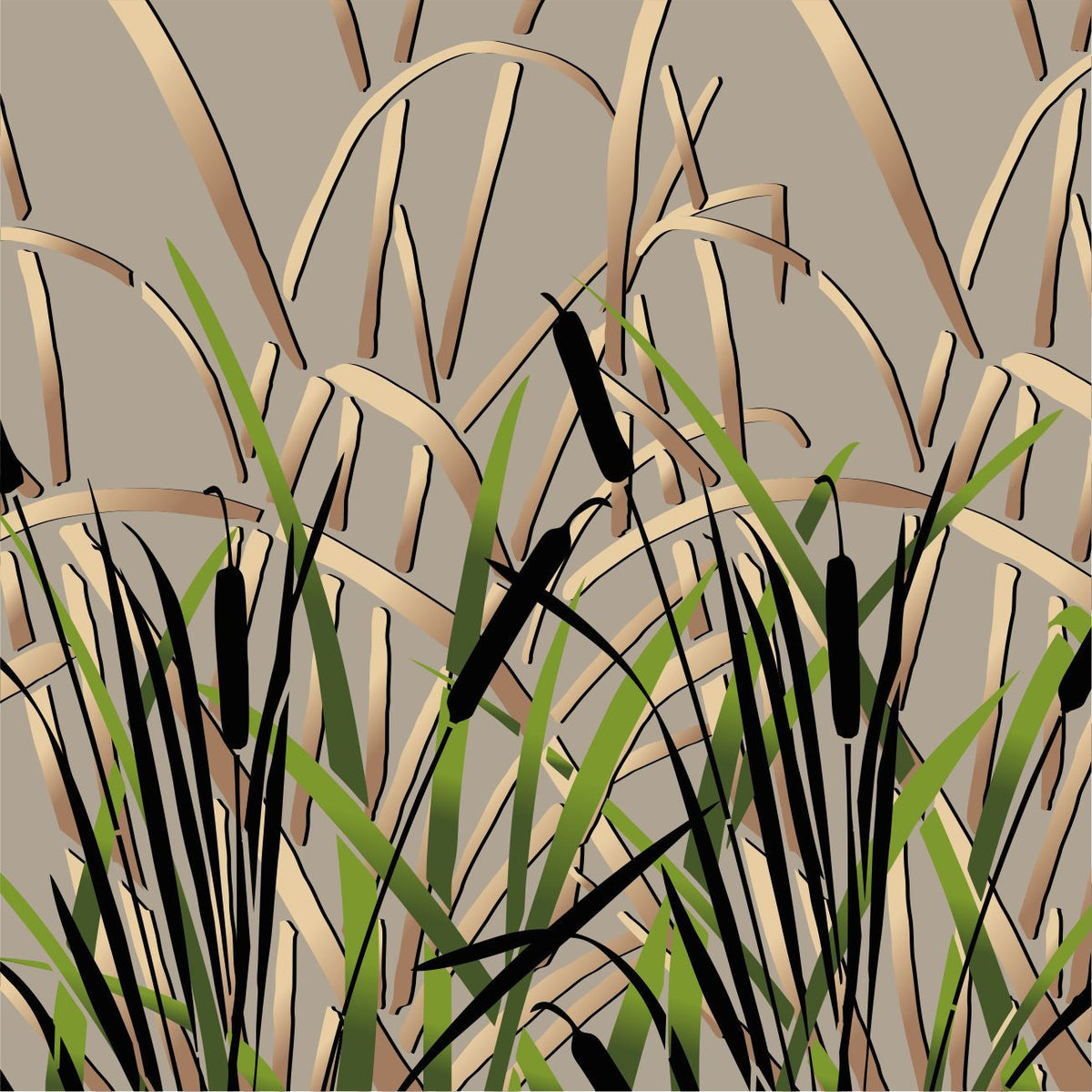 Duck Boat Camo Stencil Kit - Marsh Grass & Cat Tail Pattern, 3-Piece Set