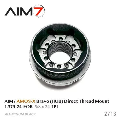 Universal 1.375x24 HUB Direct Thread Mount for Suppressors - Black Aluminum