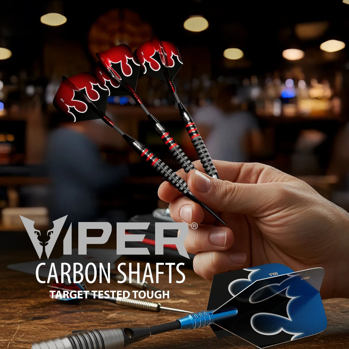 Viper Carbon Fiber Short Dart Shafts 27mm Red Tips – Set of 3 with O-Rings