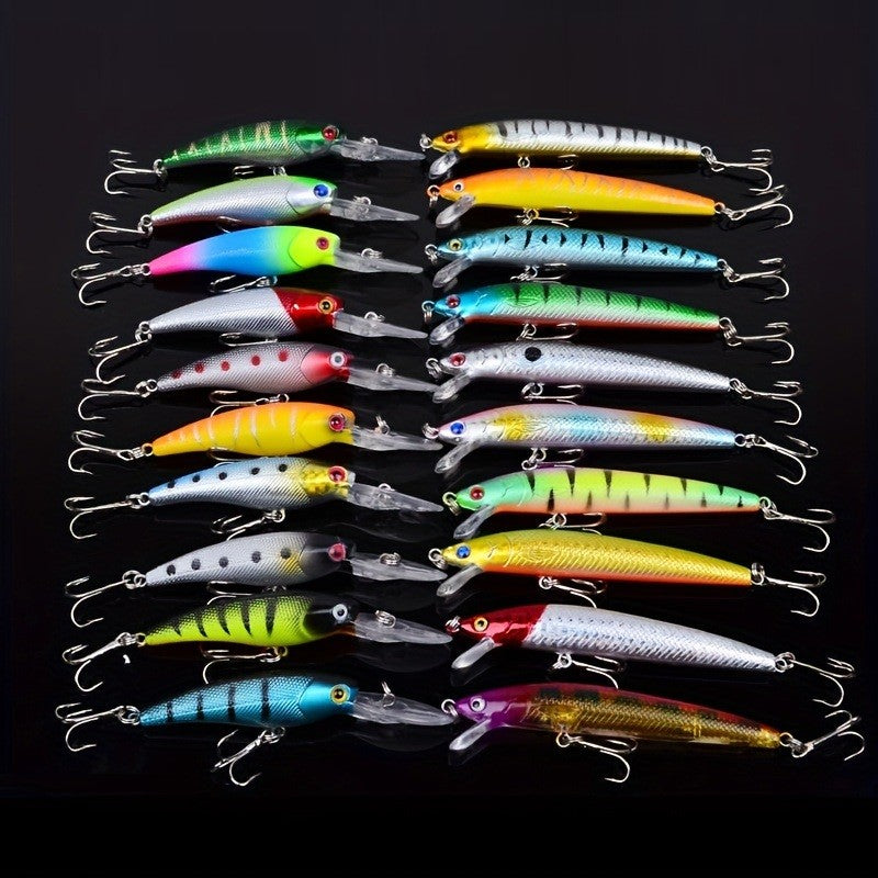 20pcs Hard Fishing Lure Set Minnow Crankbait Baits for Trout Bass Salmon