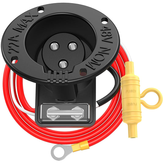 48V Golf Cart Charger Port Receptacle Kit for Club Car DS 1995-Up with Fuse