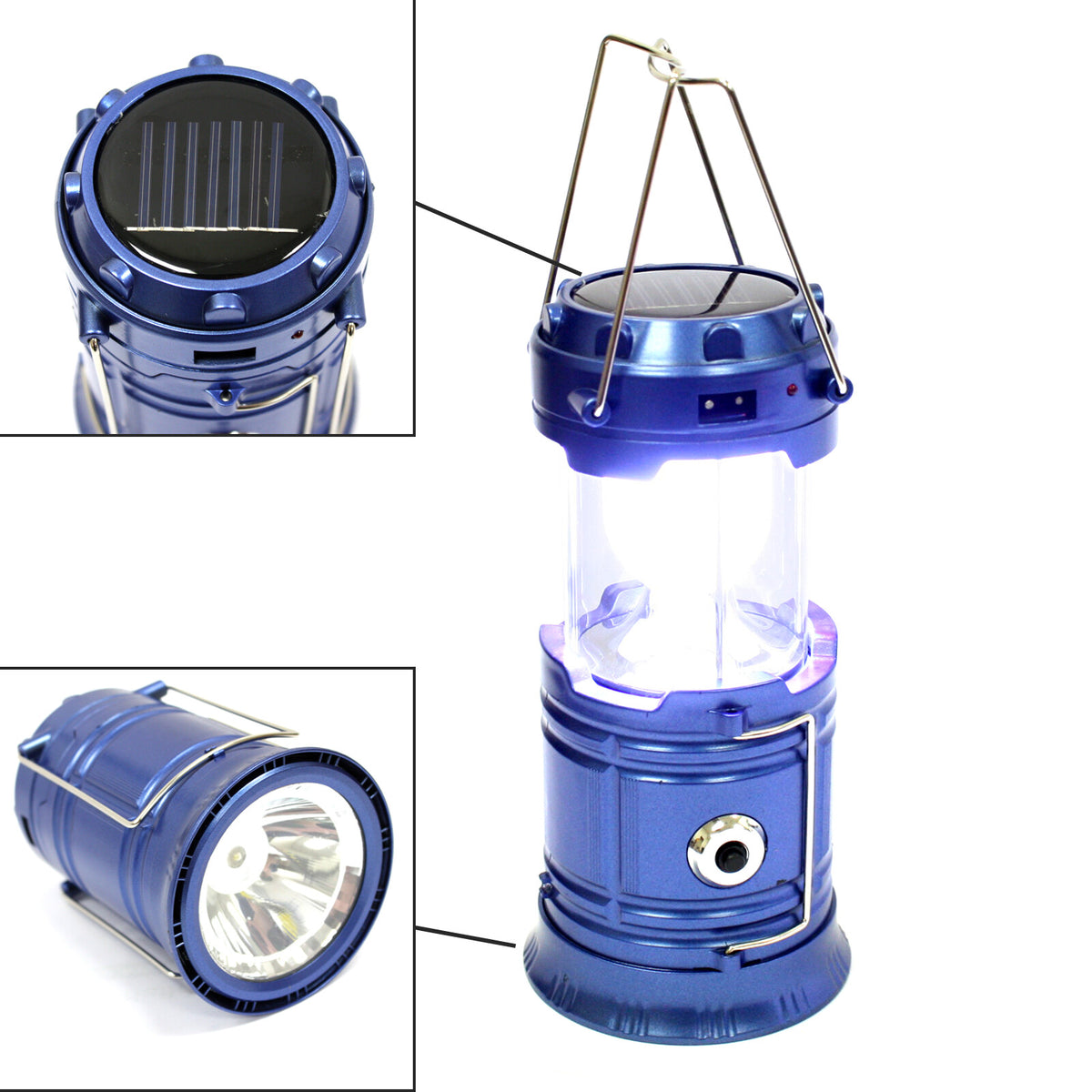 Rechargeable Solar Camping Lantern with Power Bank and LED Flashlight