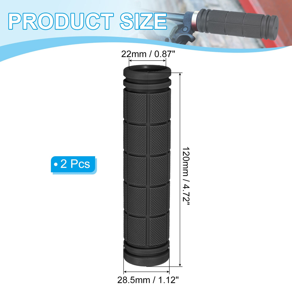 Non-Slip Bike Handlebar Grips 2-Pack for Mountain, Road, Cruiser & BMX Bikes