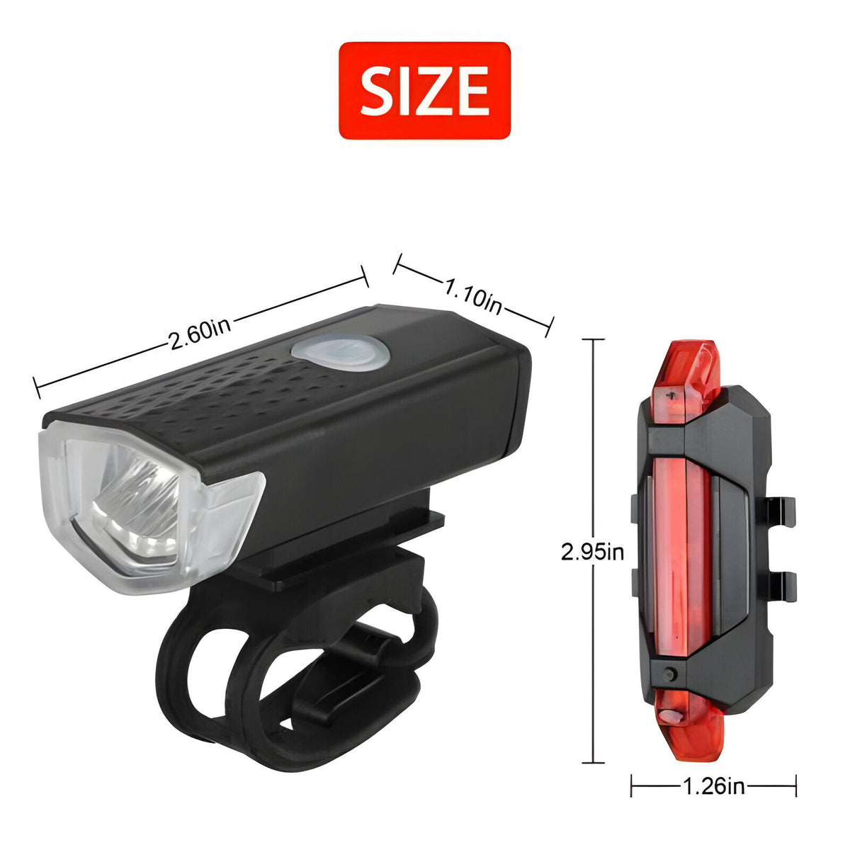 USB Rechargeable Bicycle Headlight and Tail Light Set - Super Bright, Waterproof, 360° Visibility