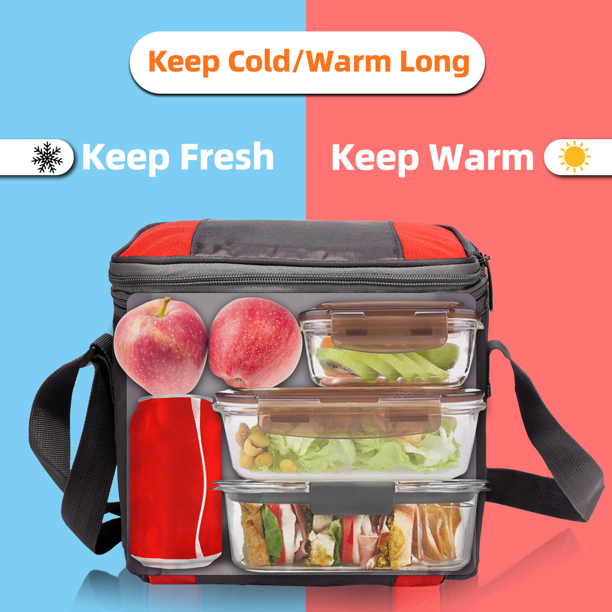 Insulated Soft-Sided Cooler Bag for 9 Cans, Leakproof Lunch Tote with Adjustable Strap