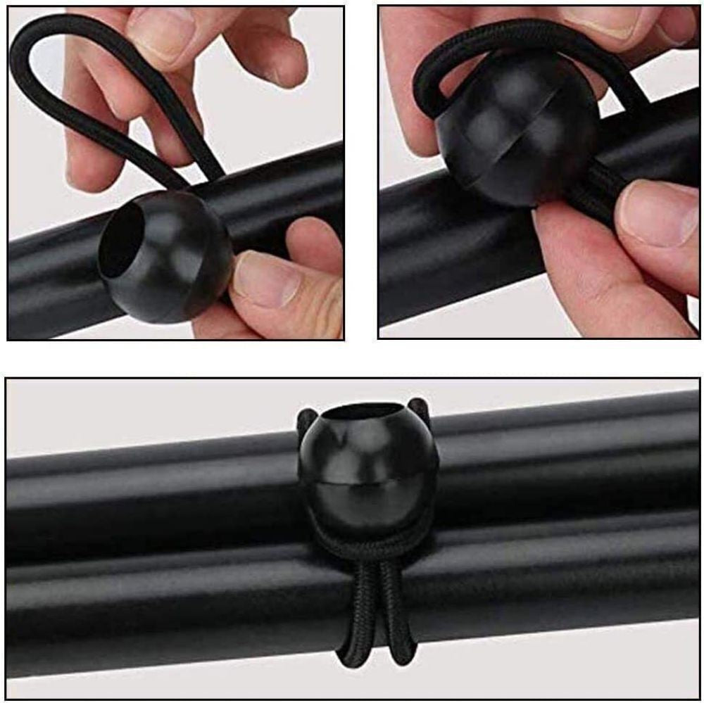 Heavy Duty Black Bungee Cord Tie Down Straps - Canopy Tarp Ties 6" & 9"