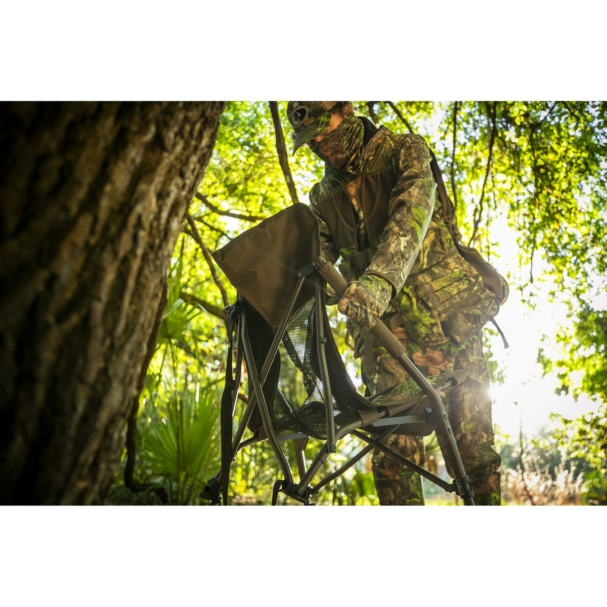 Hunting Chair with Camouflage Fabric - Portable, Adjustable, Comfortable for Turkey Hunting