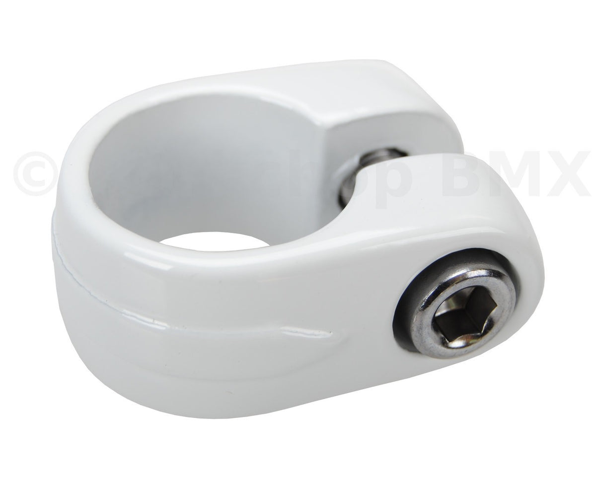 BMX Seat Clamp - 25.4mm White Old School Bike Part