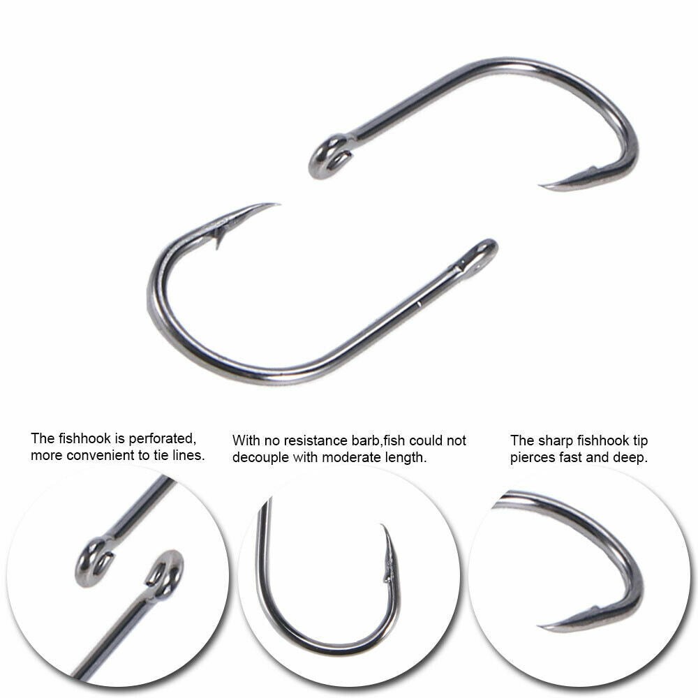 1000PCS Fishing Hooks Set - 10 Sizes Barbed Saltwater & Freshwater Tackle Kit with Storage Box