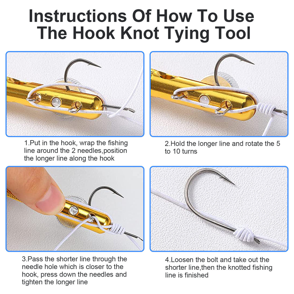 Fishing Knot Tying Tool with Line Clipper and Hook Nipper - Portable Brass Multifunctional
