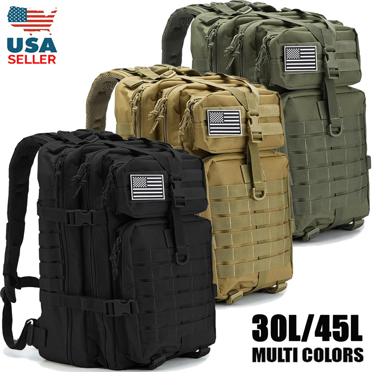 Military Tactical Backpack 30L/45L Molle Assault Bag for Camping Hiking Survival