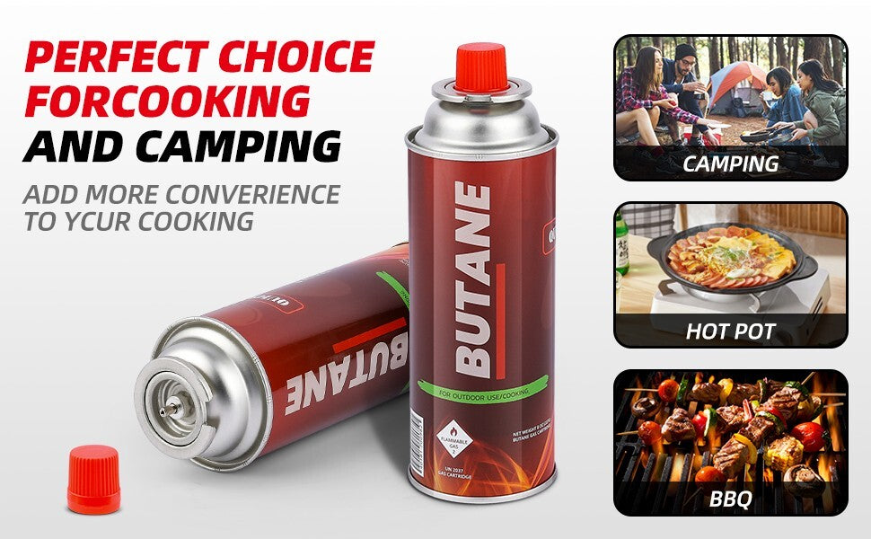 8 OZ Butane Fuel Canisters for Portable Camping Stoves - 28 Count
