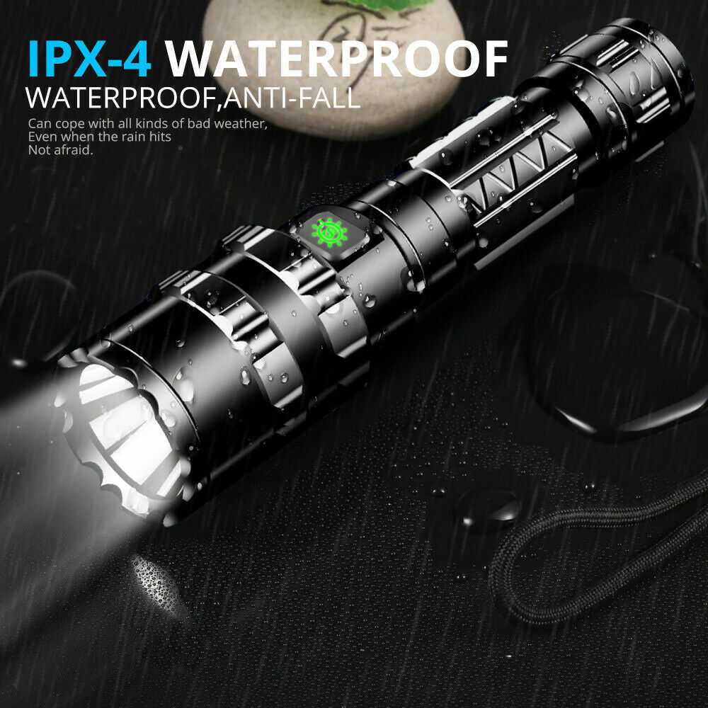 Rechargeable LED Tactical Flashlight 2 Pack - Waterproof, High Brightness, Emergency Use