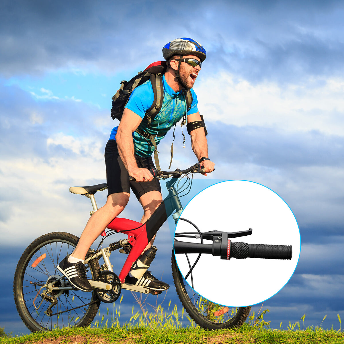 Bike Shift Levers Handlebar Grip Set - Durable Rubber & Easy Installation