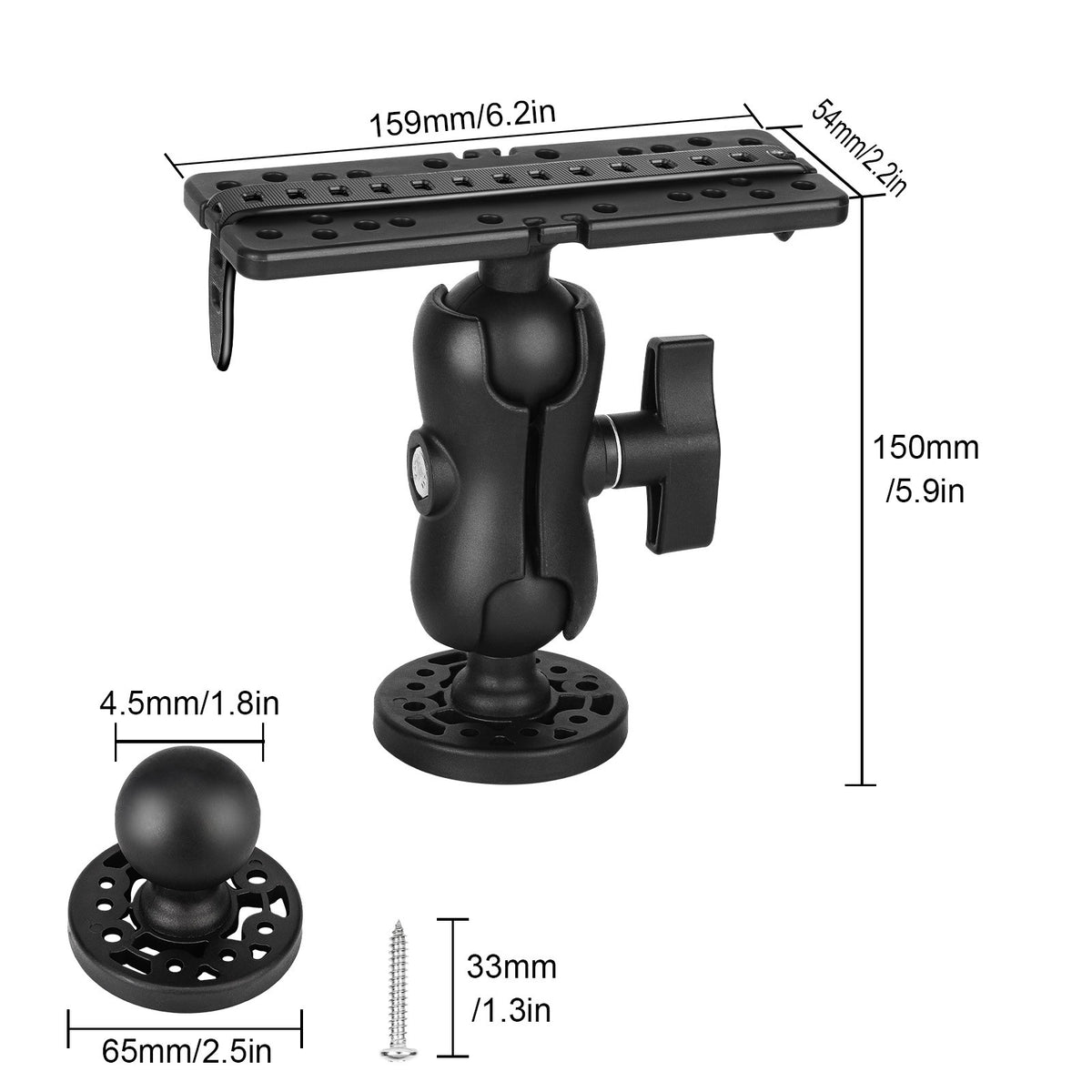 360° Adjustable Fish Finder Mount for Garmin, Lowrance, Humminbird & More
