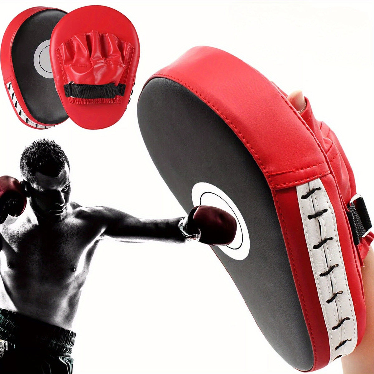 Boxing Hand Target Mitts Pad Adjustable Wrist Strap Foam Punching Trainer
