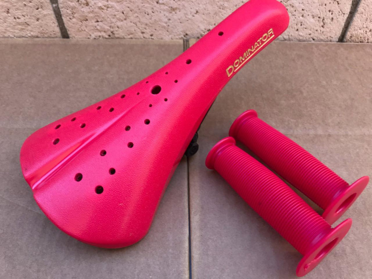 Old School BMX Hard Shell Red Seat with Grips for GT Dyno Bikes