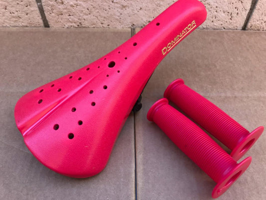 Old School BMX Hard Shell Red Seat with Grips for GT Dyno Bikes