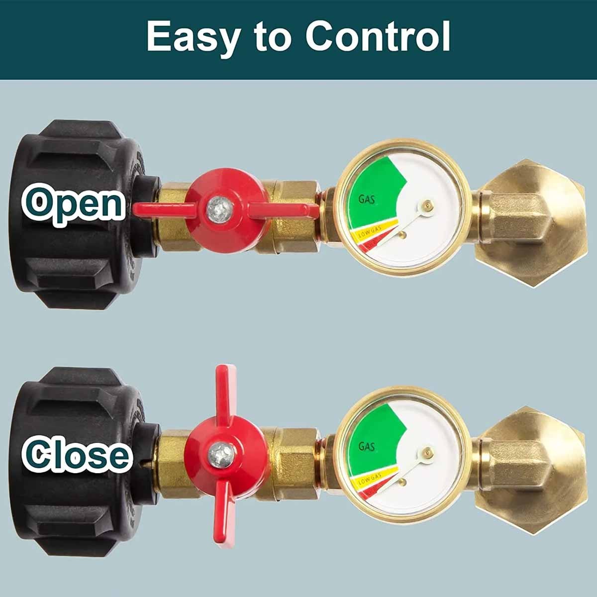 Propane Refill Adapter with Valve and Pressure Gauge for 1-20 lb Tanks