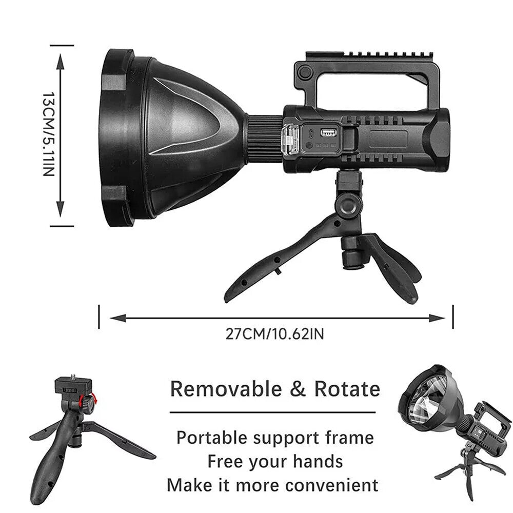 Rechargeable LED Searchlight Flashlight 1000 Lumens Portable Handheld Spotlight