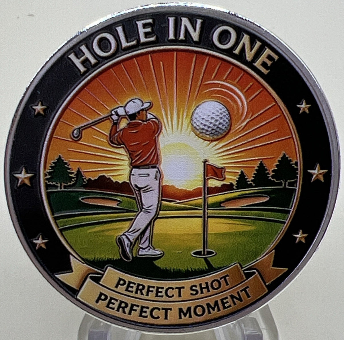 Golf Challenge Coin with Hole In One Marker - Perfect Shot Golf Accessory