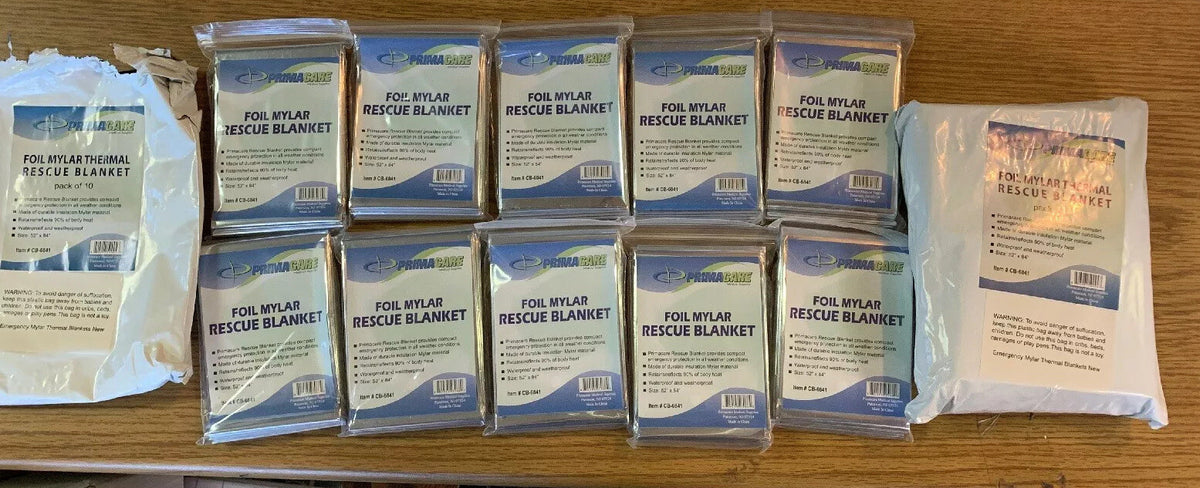 Emergency Thermal Blanket Pack of 20 - Waterproof Mylar Foil Insulation 52x84 Inches
