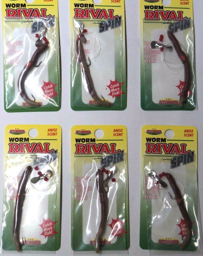 Fishing Lures Set - Worm Rival Spin with Propeller Blade, 6 Pack, 2.5" Natural