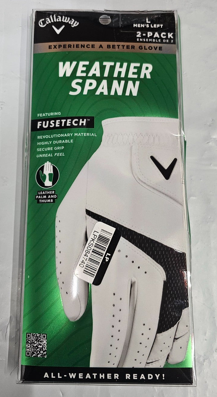 Weather Spann 2023 Golf Gloves 2-Pack - White Left-Handed Performance