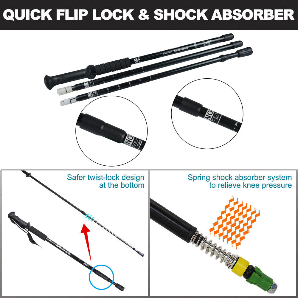 Lightweight Collapsible Hiking Poles with Anti-Shock & Ergonomic Grip