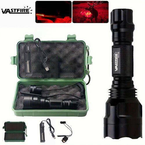 1500 Yards Red LED Hunting Flashlight Torch Coyote Hog Predator Light