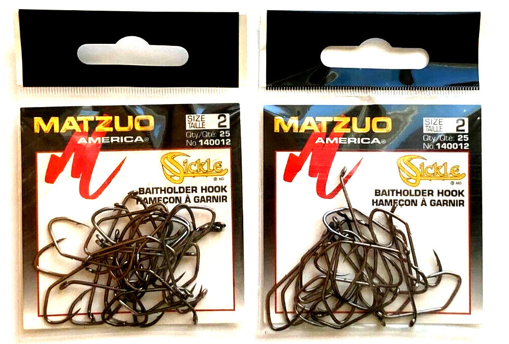 Matzuo Size 2 Sickle Baitholder Hooks Black Chrome Pack of 50