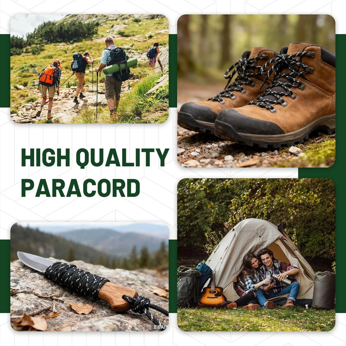 Reflective Paracord Rope 200ft 4mm, Strong Nylon Camping & Outdoor Cord