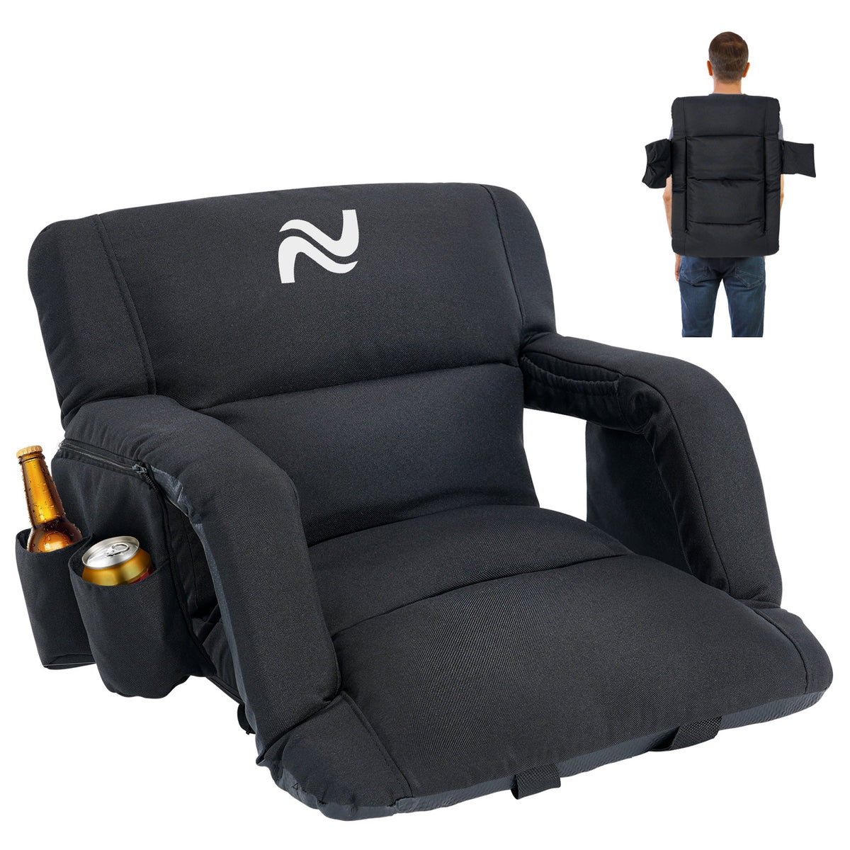 Adjustable Stadium Seat Cushion with Back Support for Bleachers - Multiple Sizes