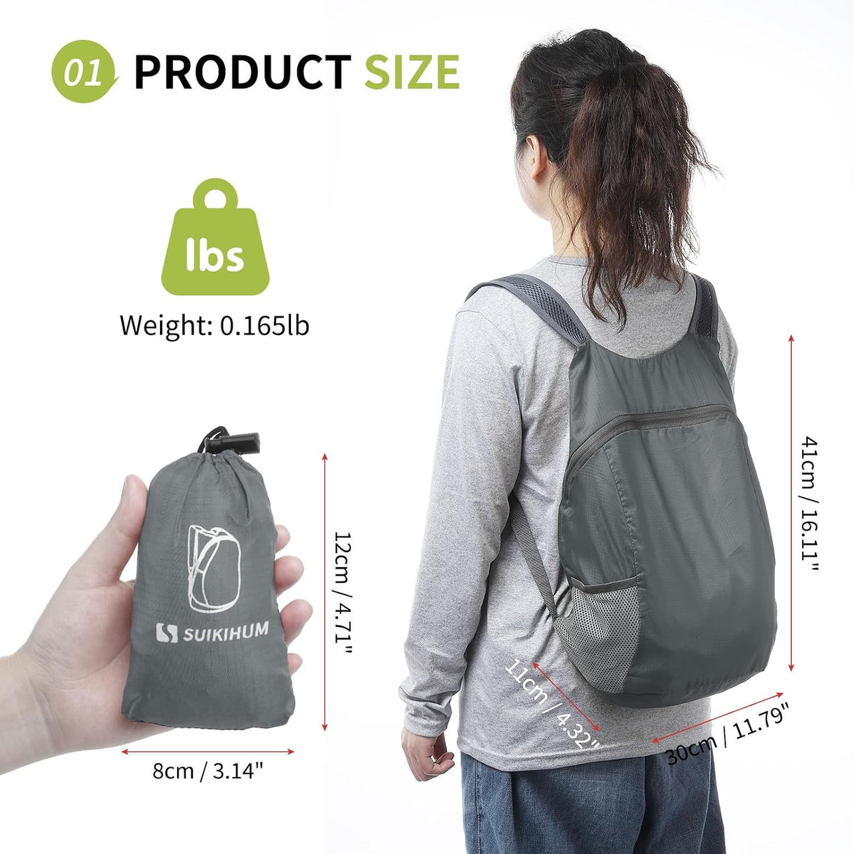 Ultra Lightweight Foldable Hiking Backpack 20L Water-Resistant Daypack