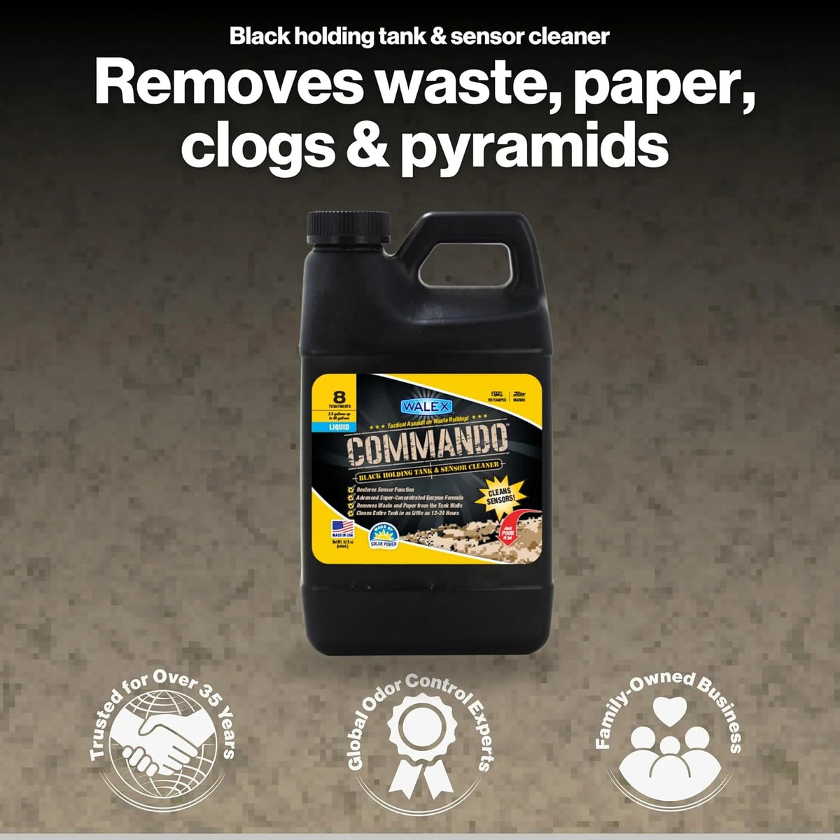 RV Black Holding Tank & Sensor Cleaner Liquid - Waste & Paper Buildup Removal