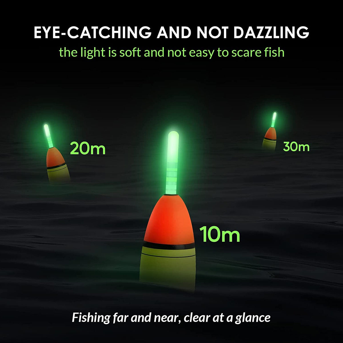 LED Glow Sticks for Fishing 6-Pack Night Fishing Light Up Floats with Batteries