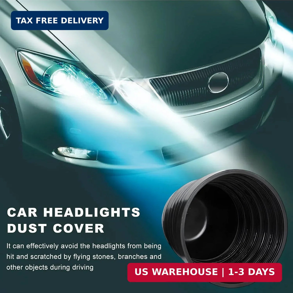 2 Pack Car Headlight Dust Covers 100mm Waterproof Rubber Seals