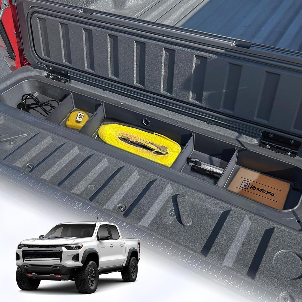 Tailgate Storage Dividers for Chevy Colorado & GMC Canyon 2023-2026 - ABS Organizer Inserts