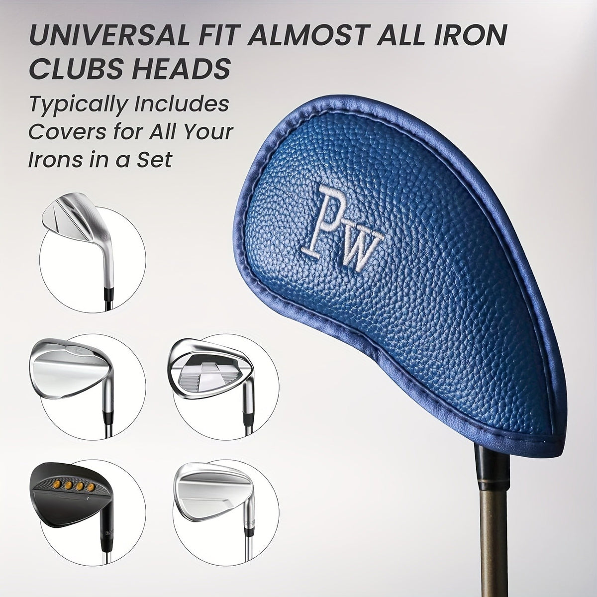 Golf Iron Head Covers 12 Pack Set - Universal Durable PU Club Protectors