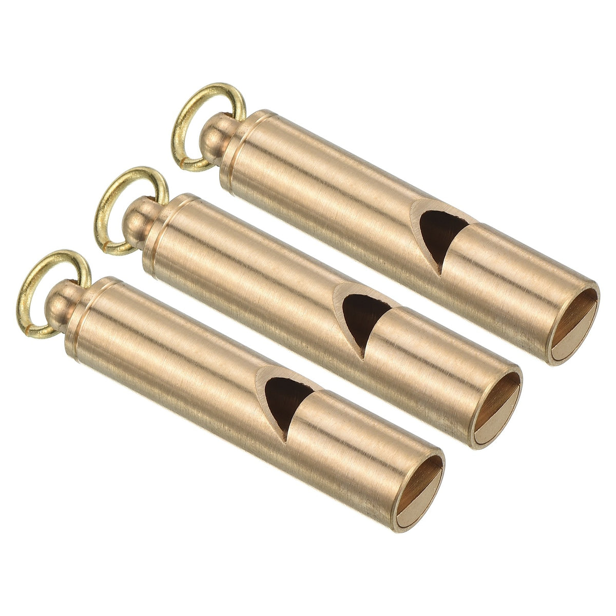 3-Pack Brass Emergency Whistles for Camping & Outdoor Survival