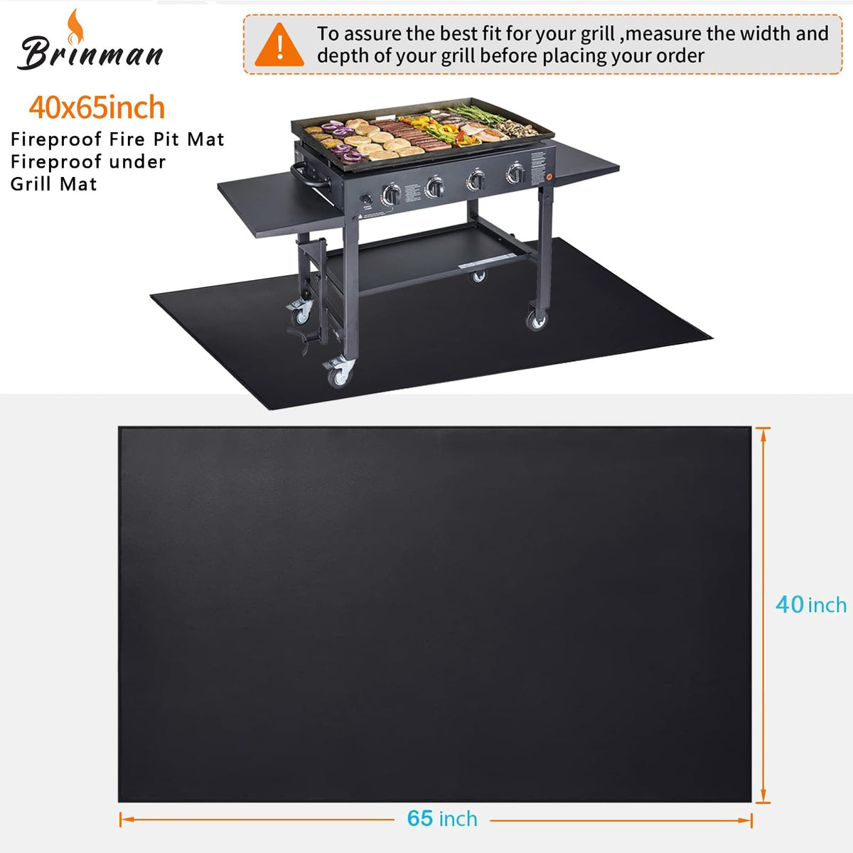 Large 65x40 Inch Double-Sided Outdoor Grill Mat for Decks and Patios