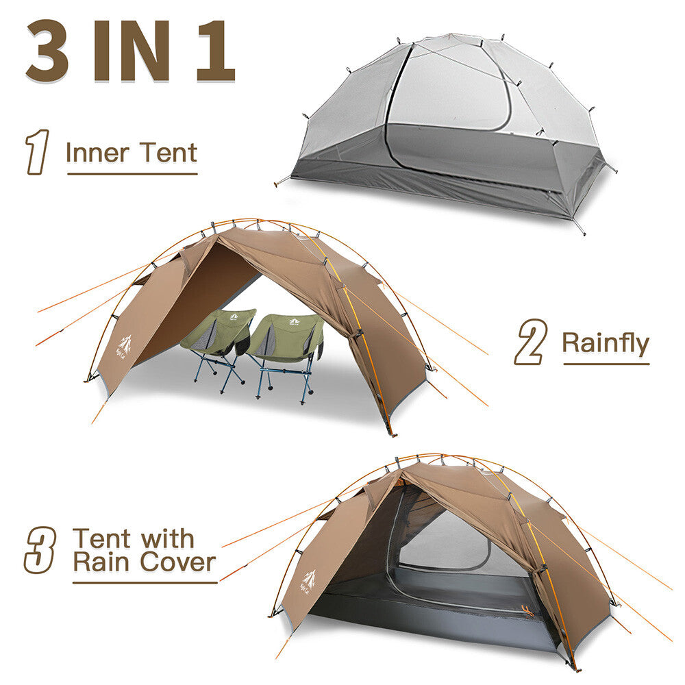 2 Person Ultralight Waterproof Camping Tent with Easy Setup - Hiking & Backpacking